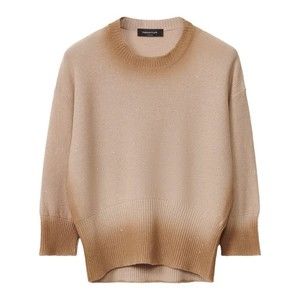 Fabiana Filippi Ribbed Beige Sweater With Classic Round Neckline - NWT